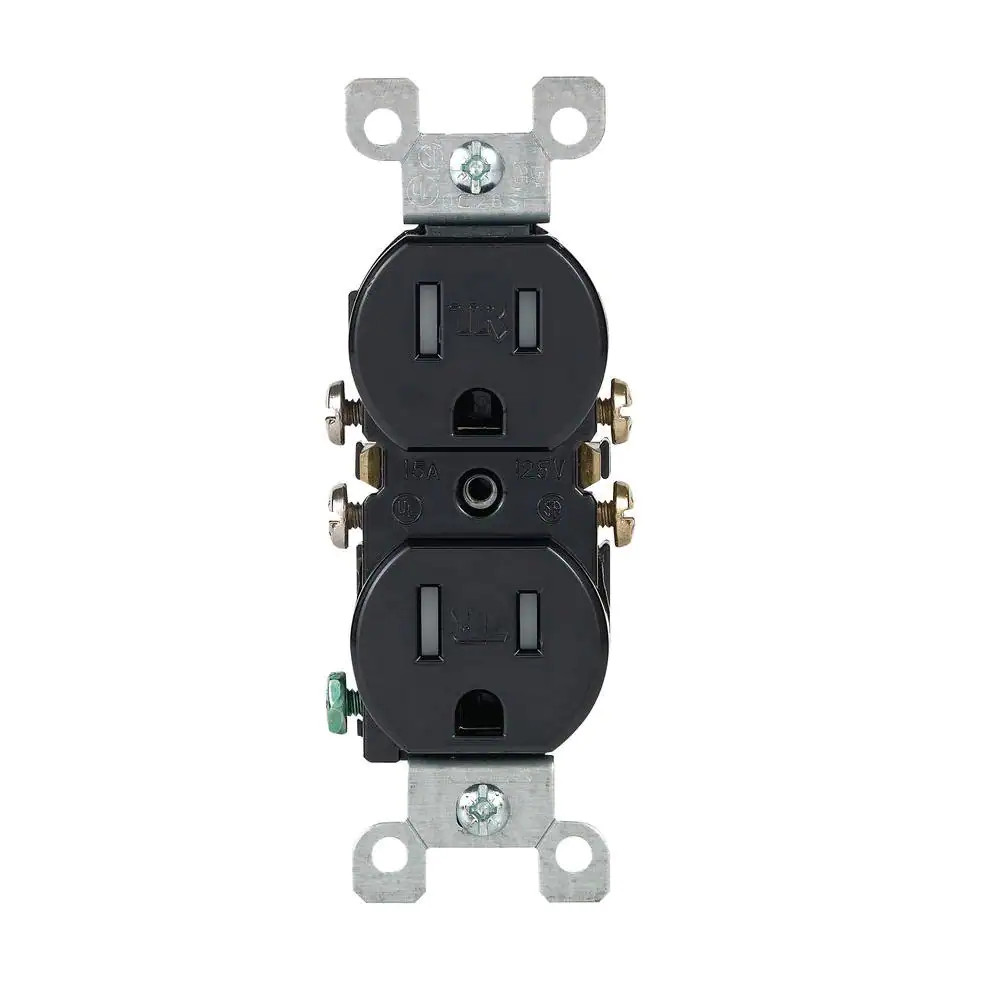 15 Amp Tamper Resistant Duplex Outlet Black