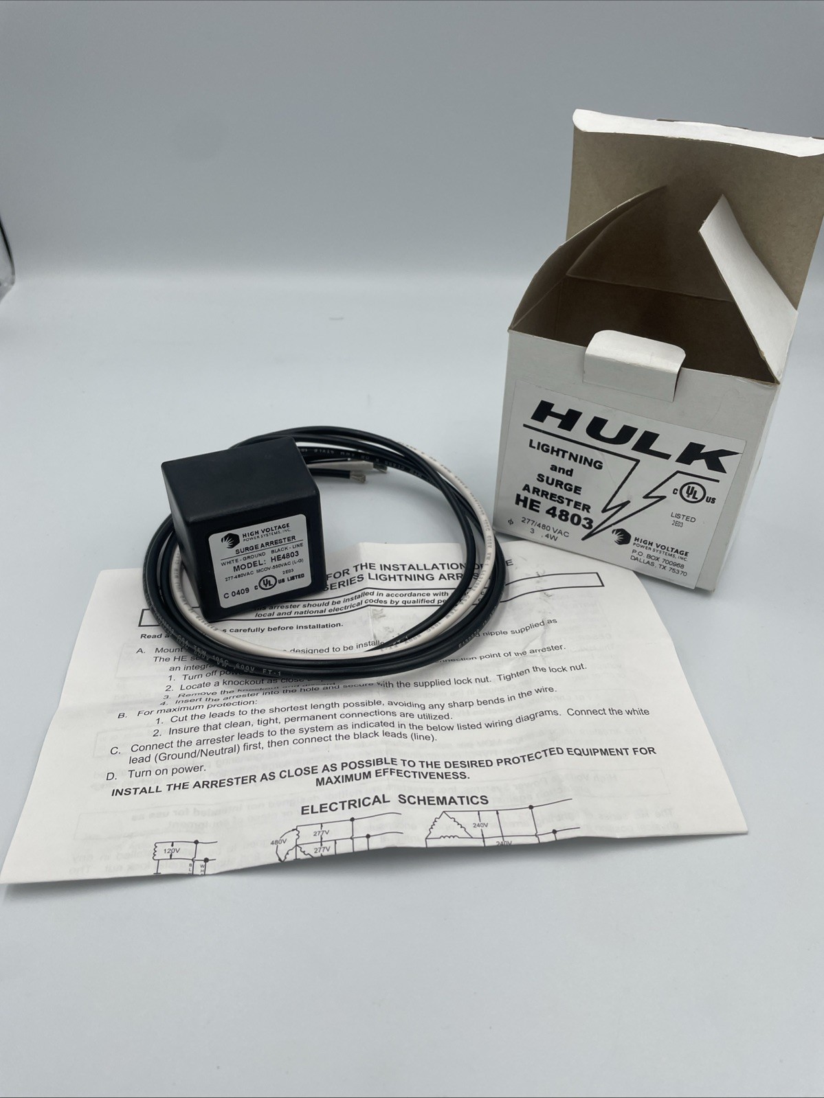 High Voltage Power Solutions HE4803 Surge Arrester 277/480V, 3-Phase, 4-Wire