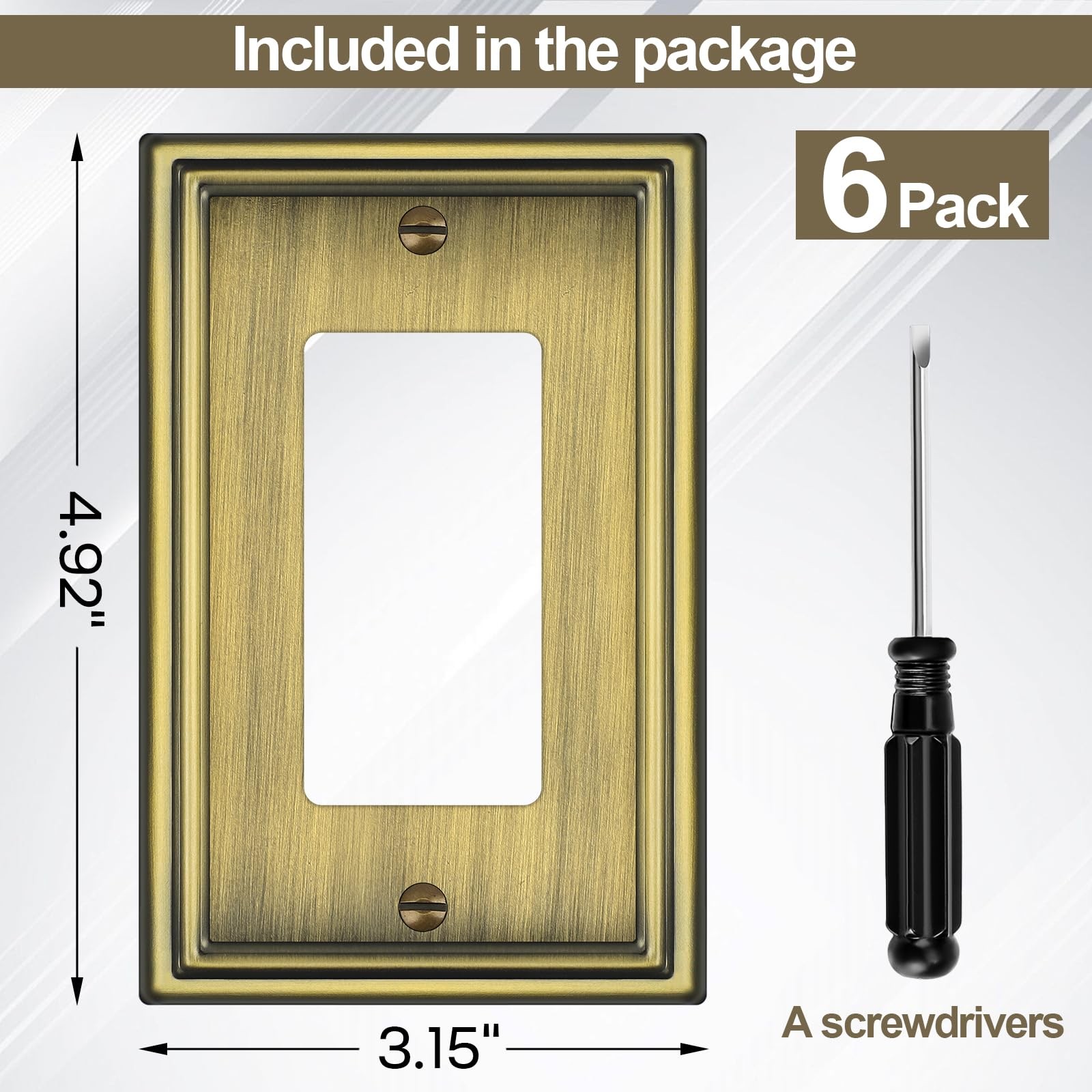 6 Pack Single Decorator Switch Covers Wall 1 6 Pack, Antique Brass