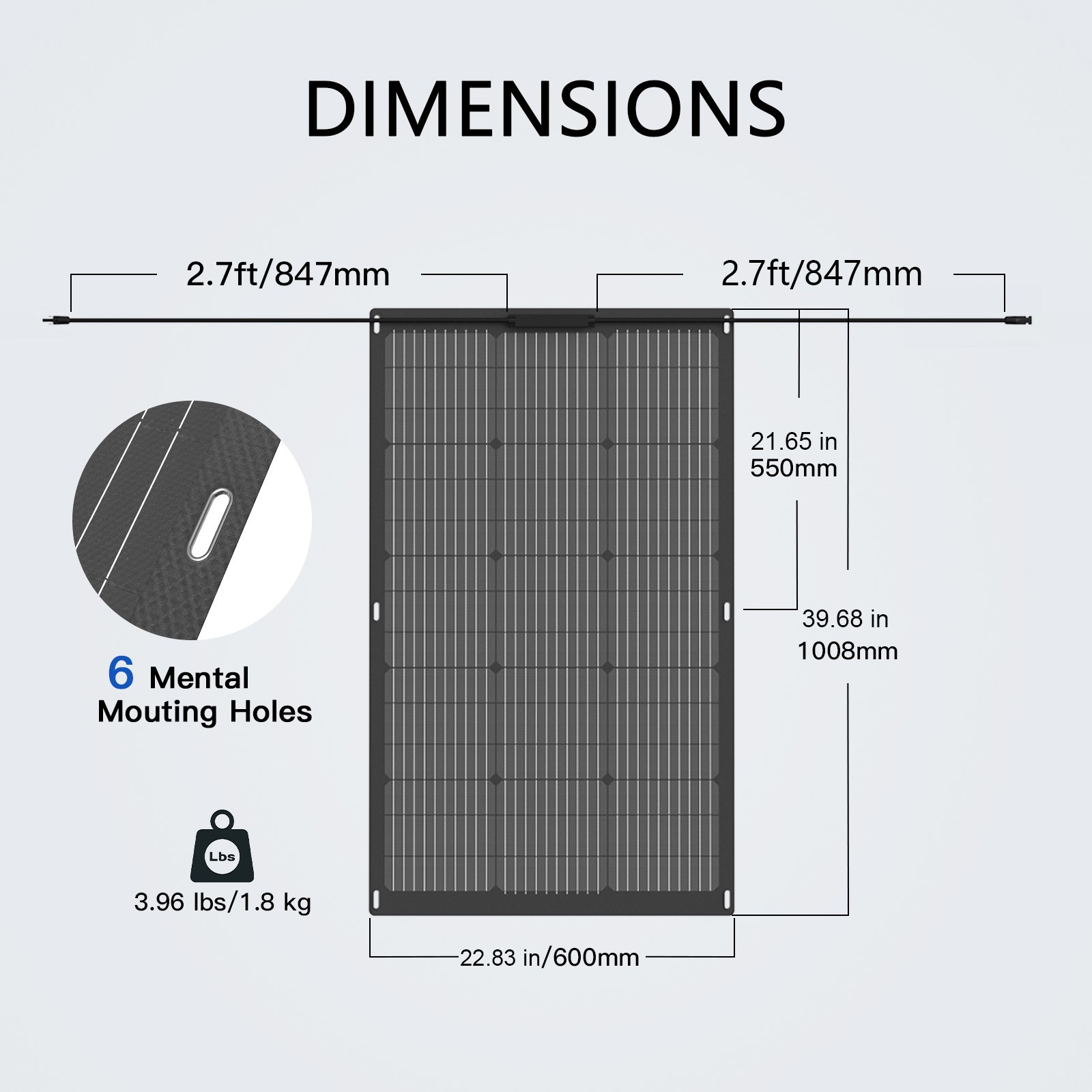 MHPOWOS 100W Flexible Solar Panel 24V IP67 ETFE for RV Roof Balcony Home Boat
