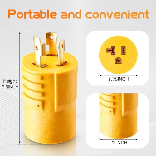 30 Amp to 110 Adapter,L15-30P Twist Lock Adapter to 5-15R/5-20R Outlets,30 Amp