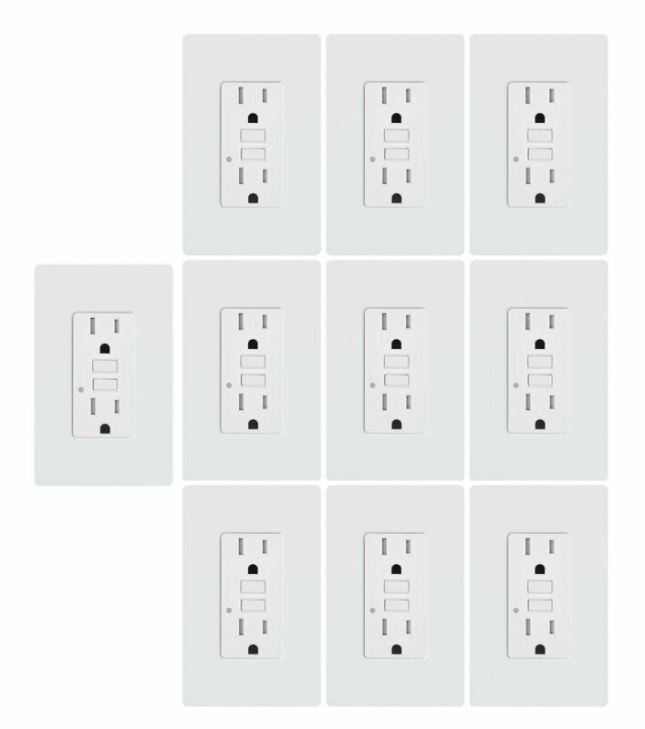 10 Pack GFCI outlet 15A Self testing Tamper Resistant Receptacle Wallplate White