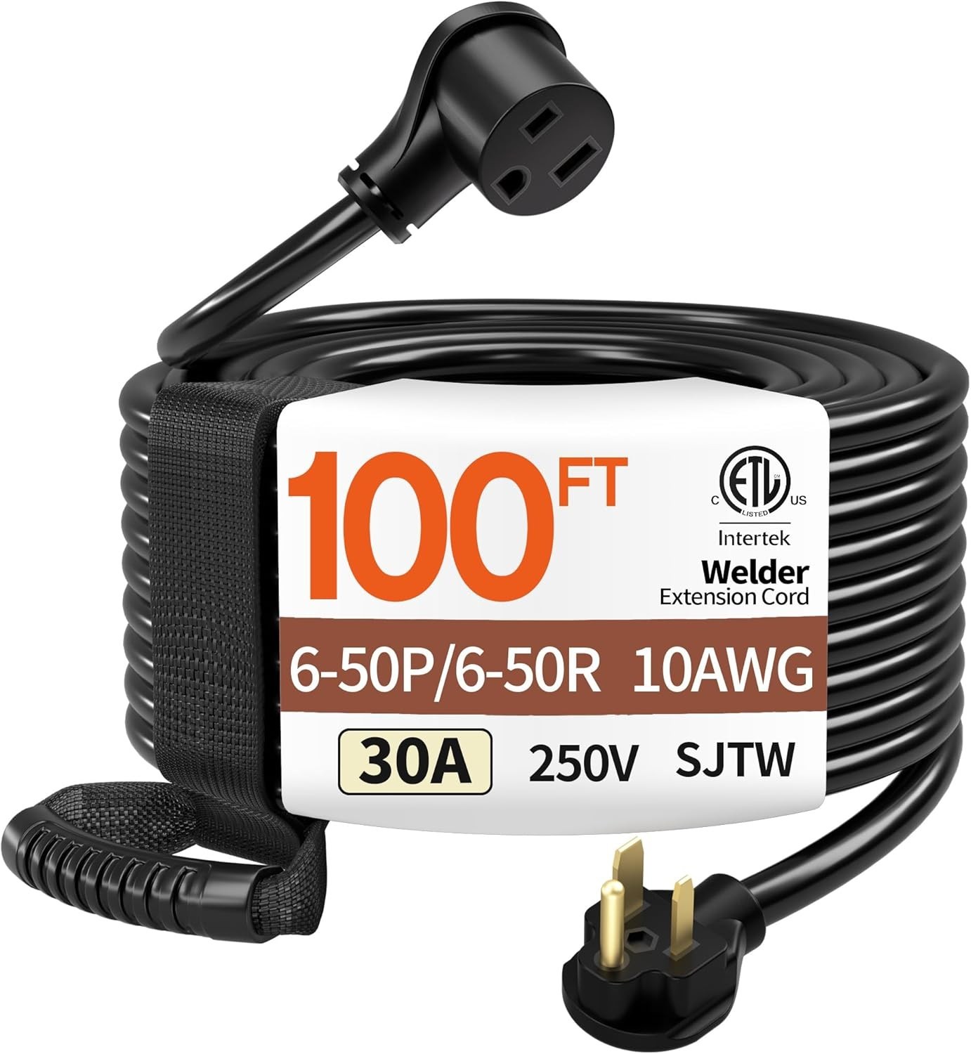 100FT 30 Amp 10 Gauge 3 Prong Welder Extension Cord, NEMA 6-50P to NEMA 6-50R, H