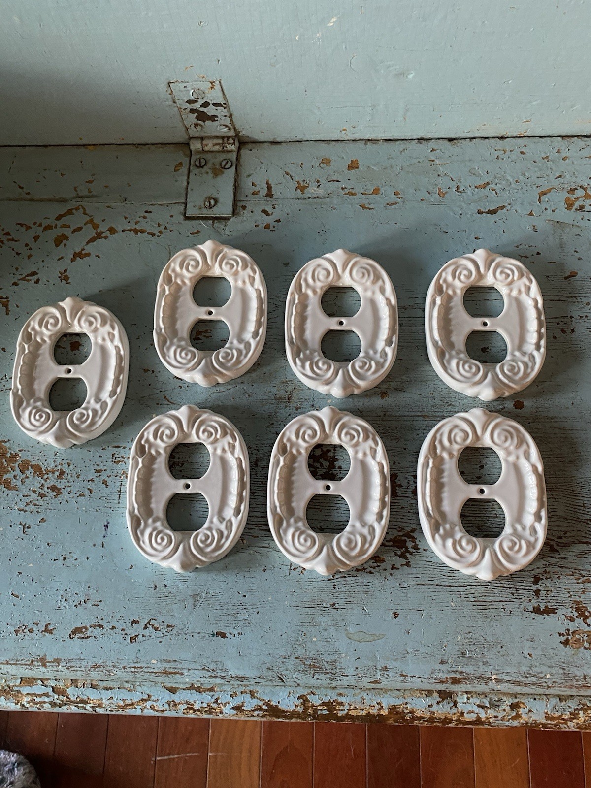 Vtg White Swirl Ceramic Double Outlet Wall Plate Cover Taiwan 7 Available