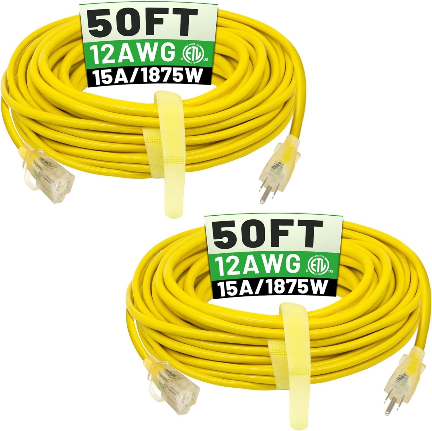 12/3 75 Ft Outdoor Extension Cord Waterproof Heavy Duty W/ Lighted Indicator 12