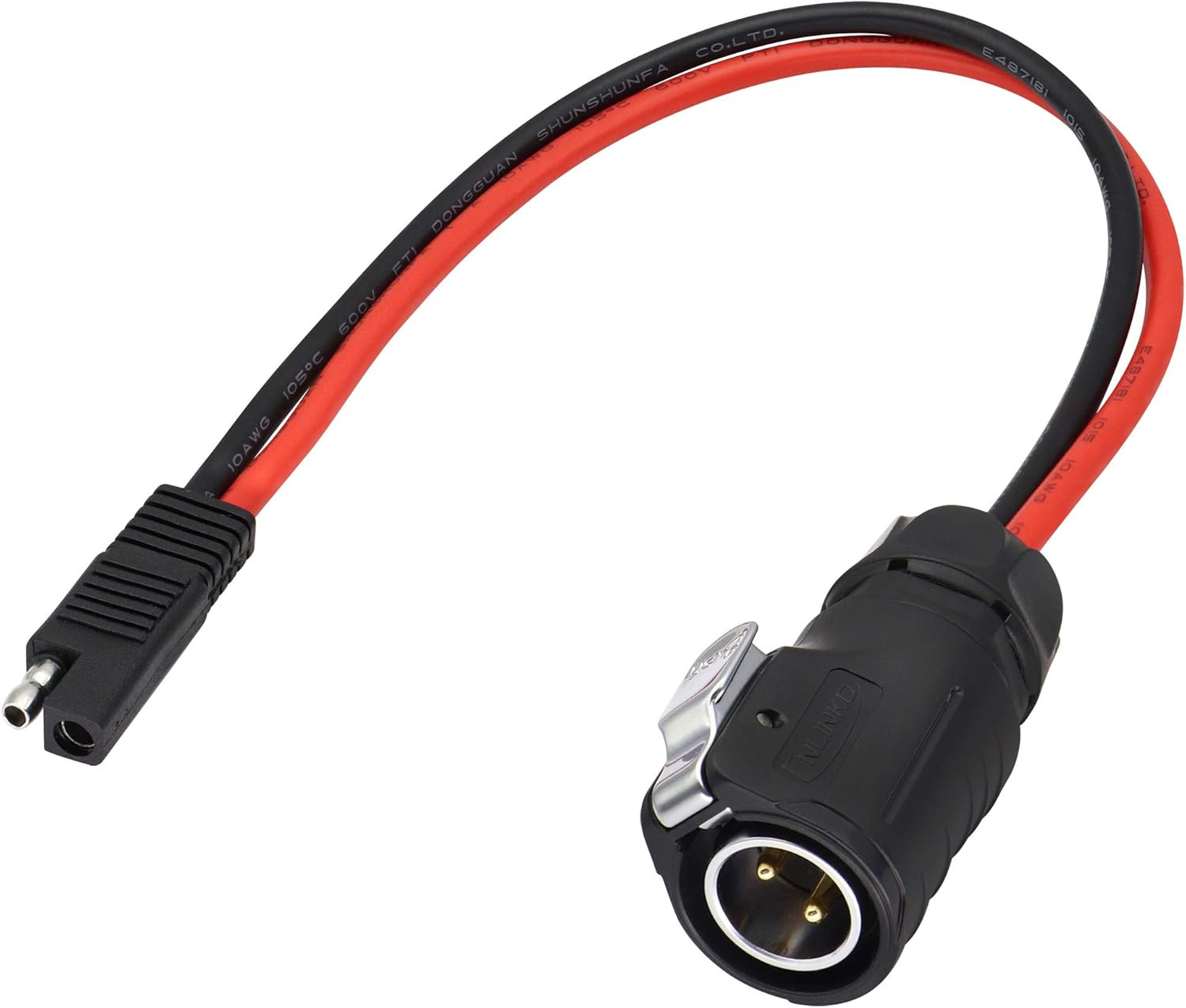 2 Pin Power Industrial Circular Connector to SAE Cable for Solar Panel Suitcase