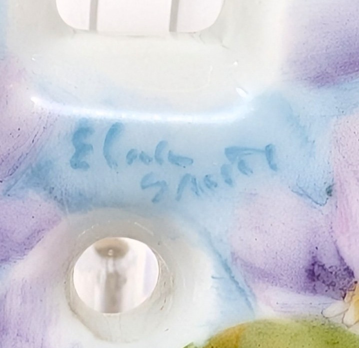 VTG Hand Painted Violets China Single Toggle Light Switch Plate Scalloped SIGNED