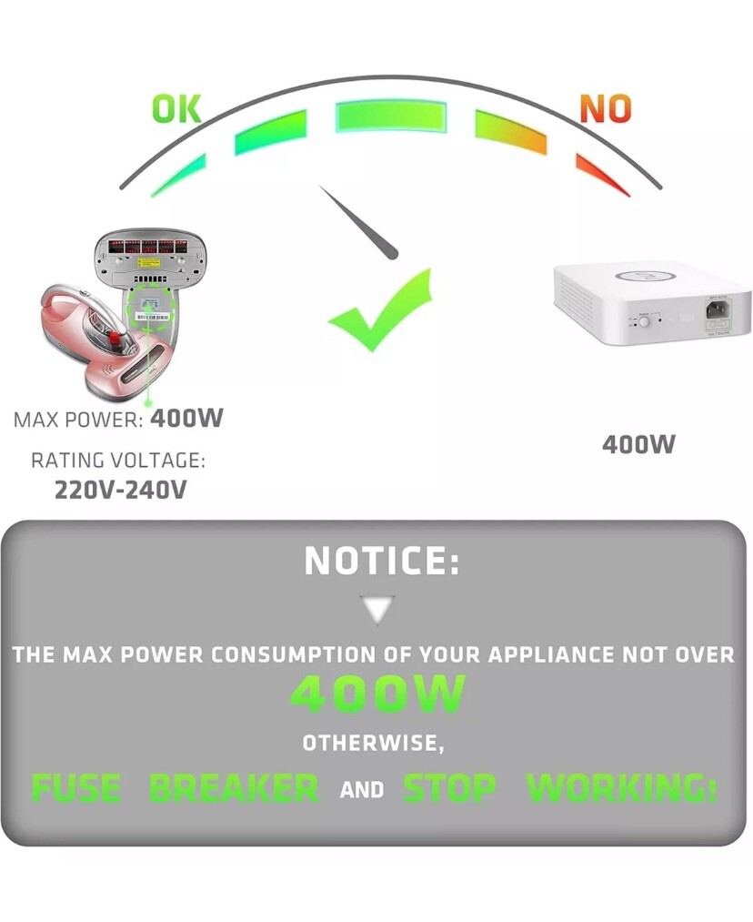 110V to 220V Step Up Voltage Converter 500W for Europe China Korea 220V-240V