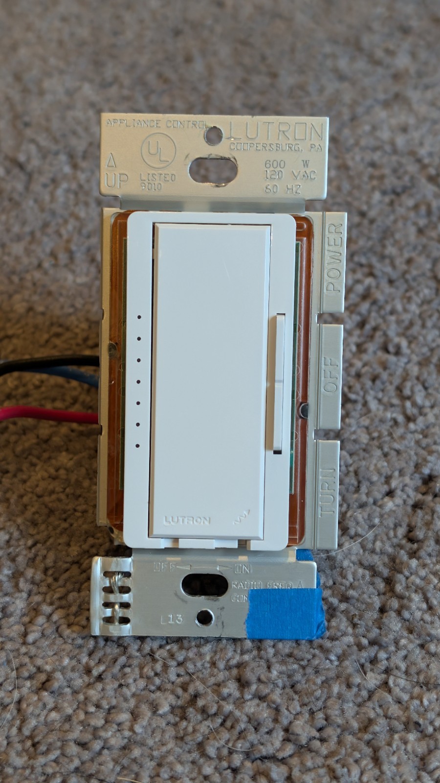 Lutron RA-600LM-WH RadioRA 600W Dimmer