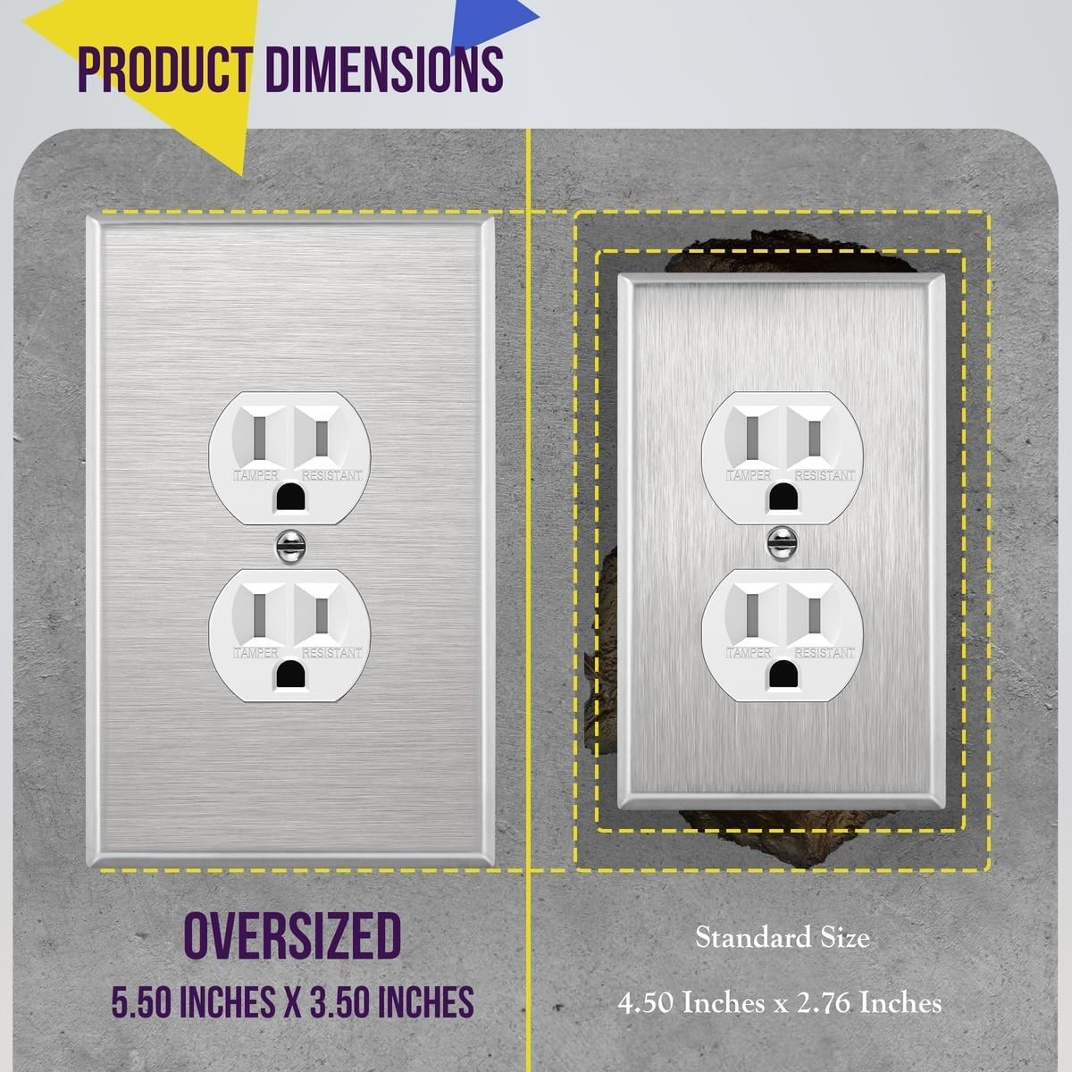 Stainless Steel Jumbo Wall Plate 5.5″x3.5″ – Corrosion & Impact Resistant