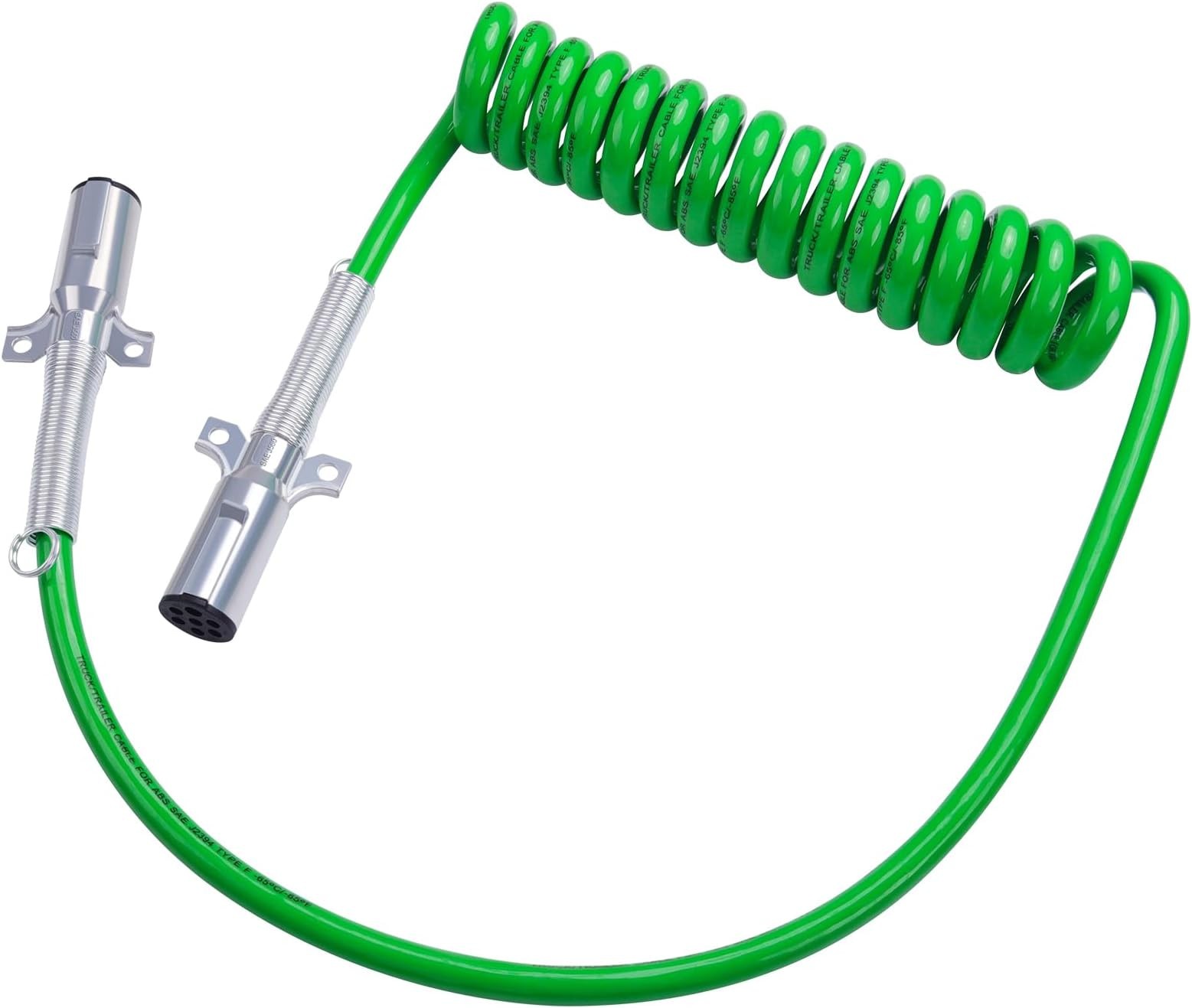 CheeMuii 7 Way Coiled Trailer Cord 15FT Long Tail ABS Electrical Power Wire A…