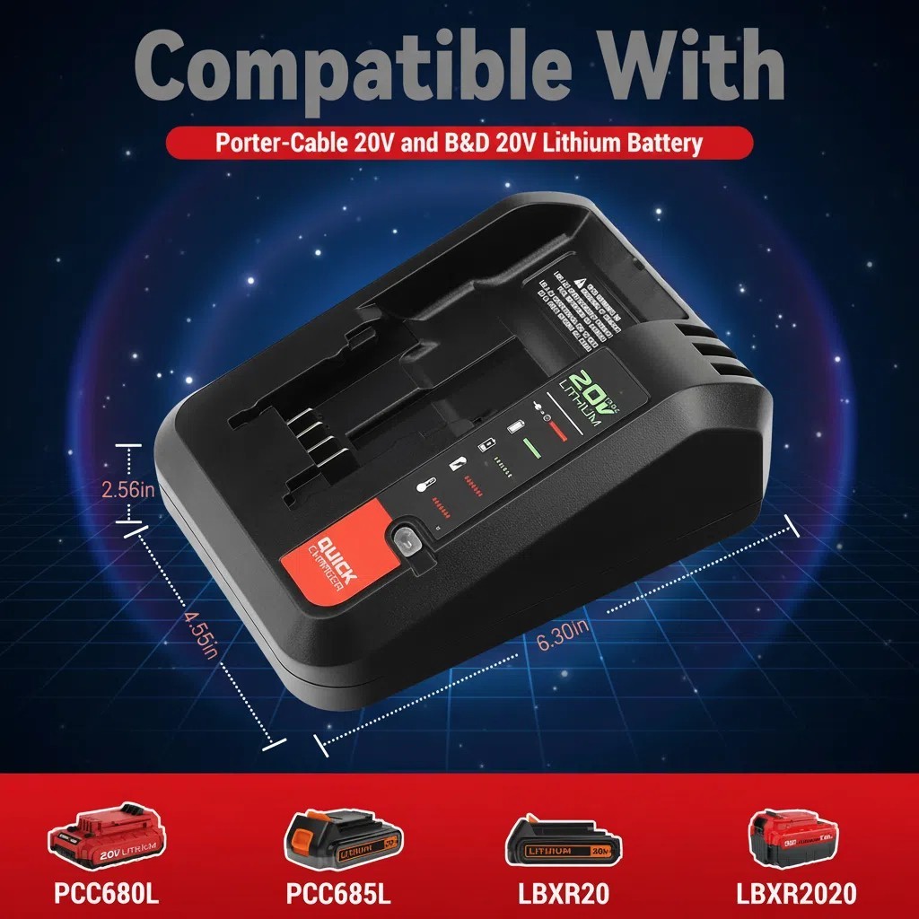 20V Fast Charger Compatible with Black and Decker BDCAC202B Drill Battery
