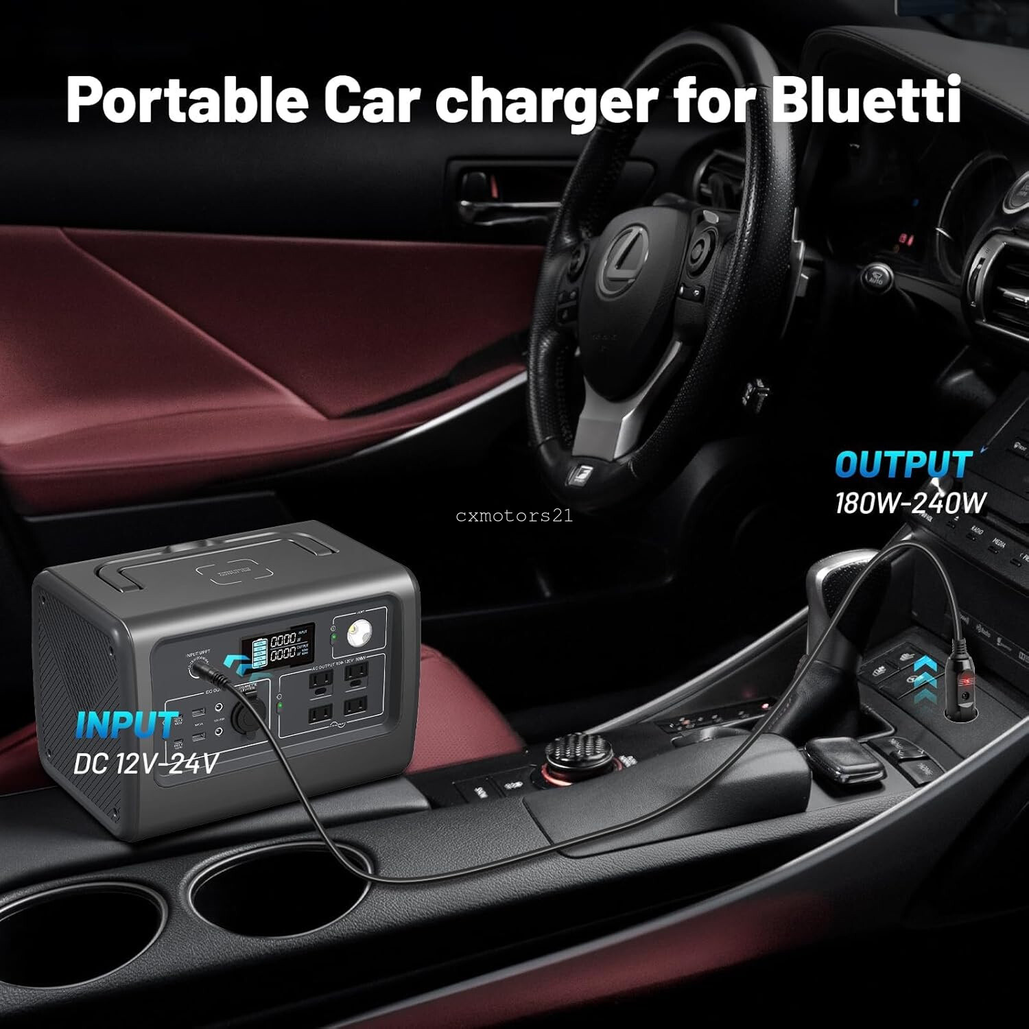 6.6 Feet Power Station Car Charger DC7909 for BLUETTI GRECELL Jackery Explorer