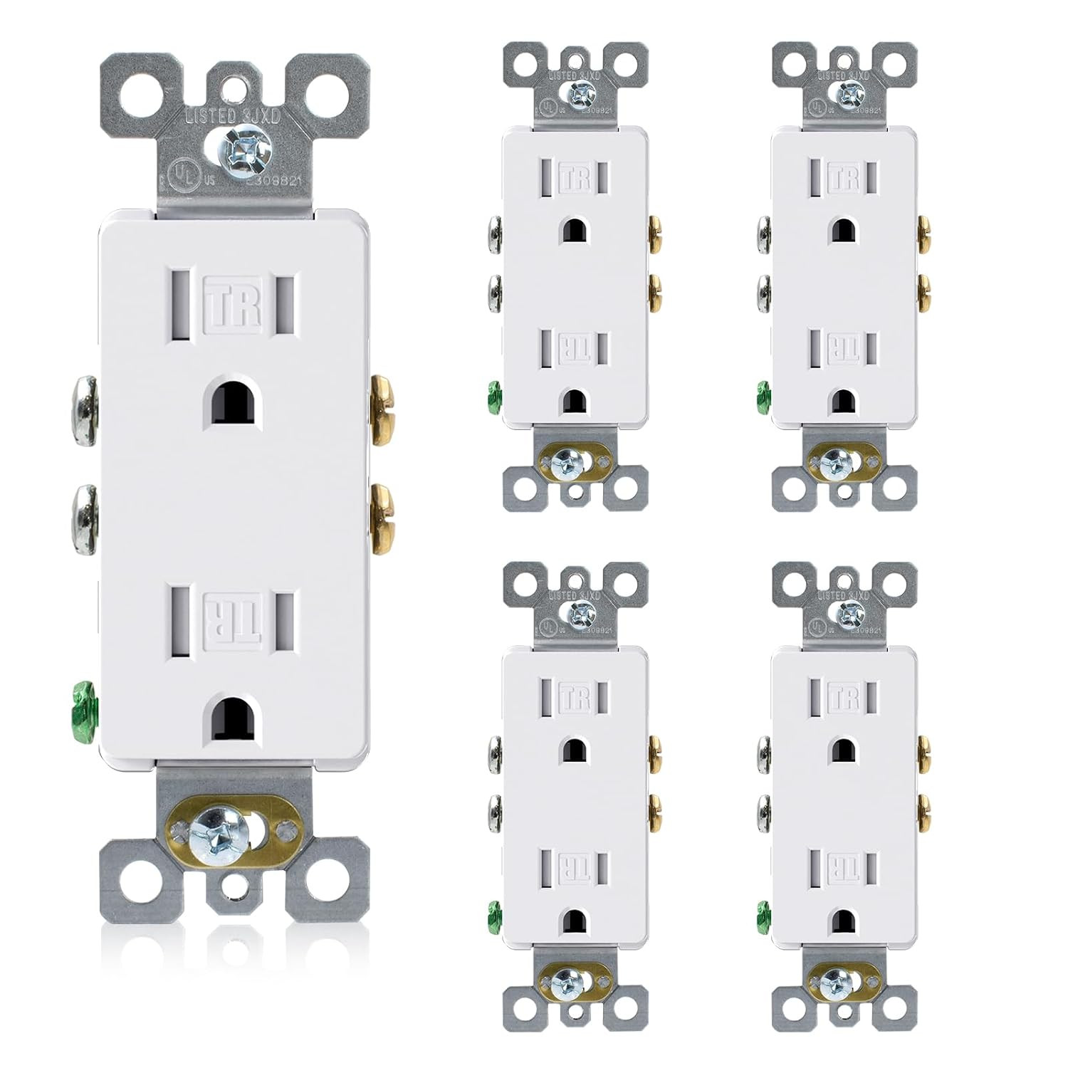 15 Amp Tamper Resistant White Electrical Wall Outlet, 125V, UL Listed, 20 Pack
