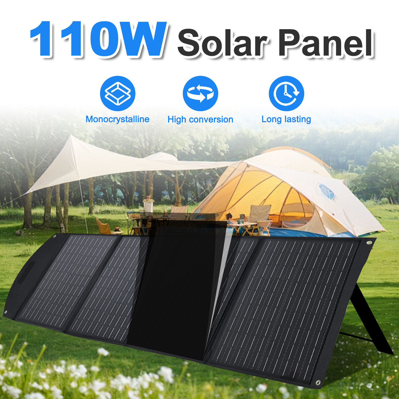 Portable 110W Solar Panel Waterproof IP65 Foldable Solar Panel Kits for Outdoor