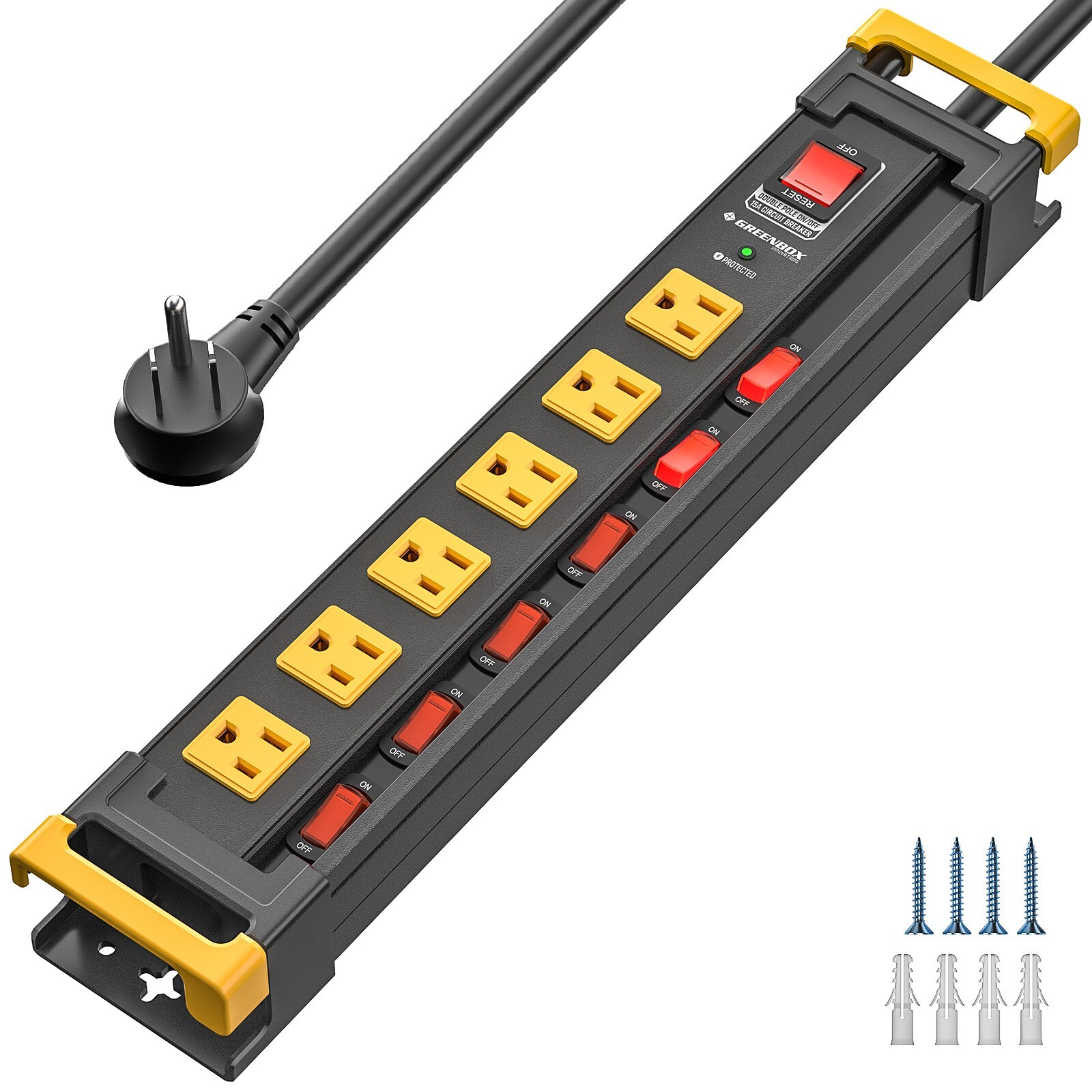 6-8 Outlet Heavy Duty Power Strip with Individual Switches, 3300J (15A/1875W)