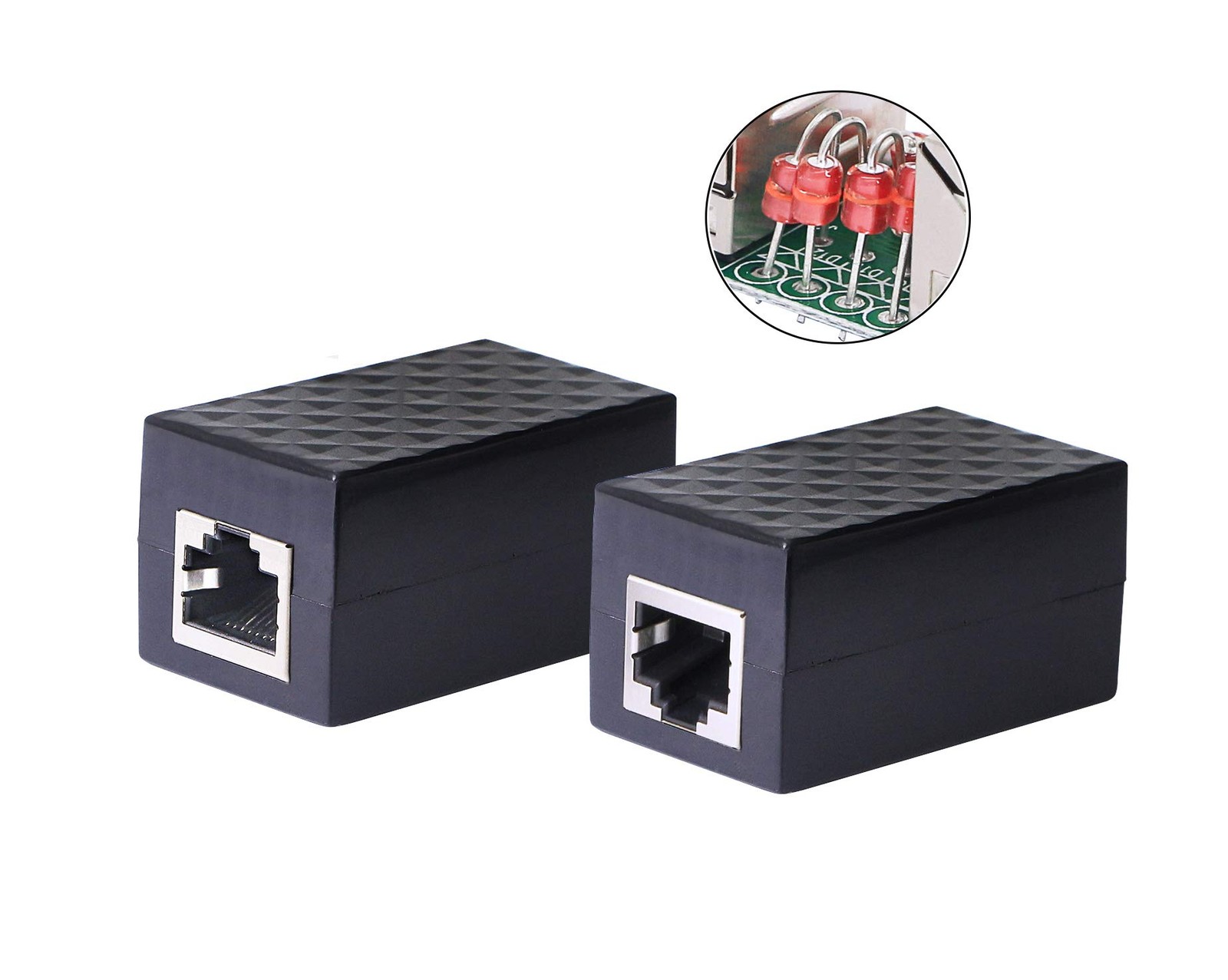 CERRXIAN Ethernet Surge Protector RJ45 Coupler Female to Network black
