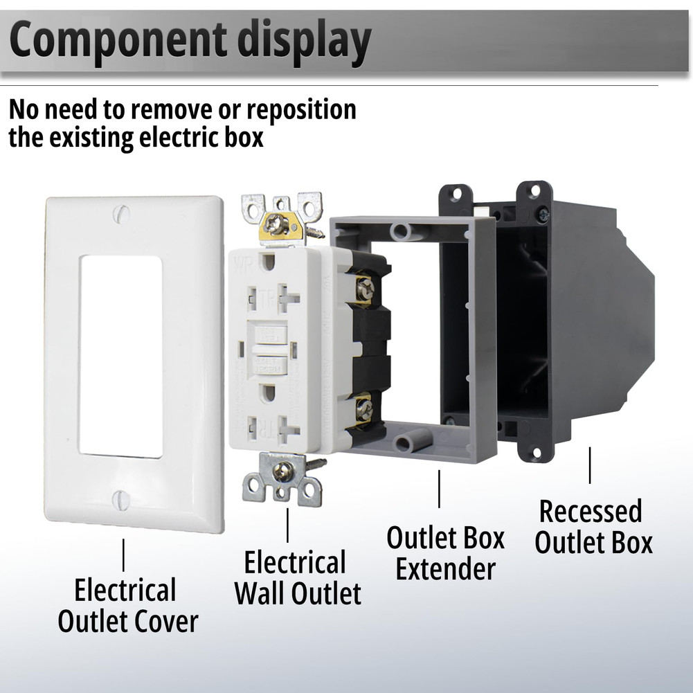 1 Gang Outlet Box Extender 1/4 inch Heat Resistant ABS Plastic Material