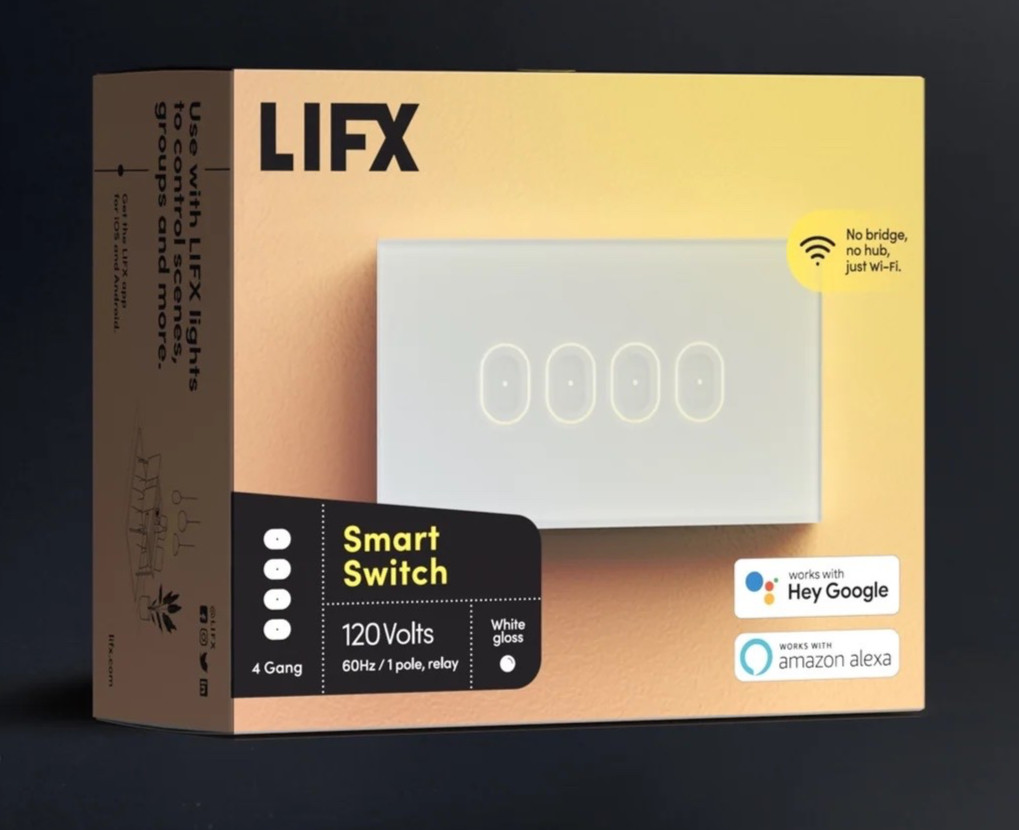 LIFX LFSWWHT4FUS 4 Button Smart Wi-Fi Switch for Dimmable Bulbs in White Gloss