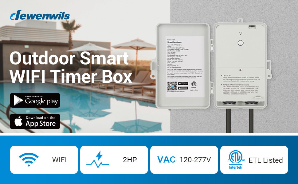 DEWENWILS Outdoor Smart WiFi Pool Pump Timer, Heavy Duty, Remote & Voice Control