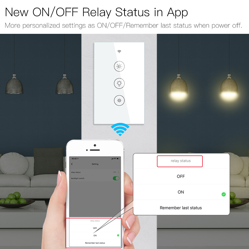 MOES Smart Light Dimmer Switch WiFi RF Wall Touch Glass Panel Alexa Google APP