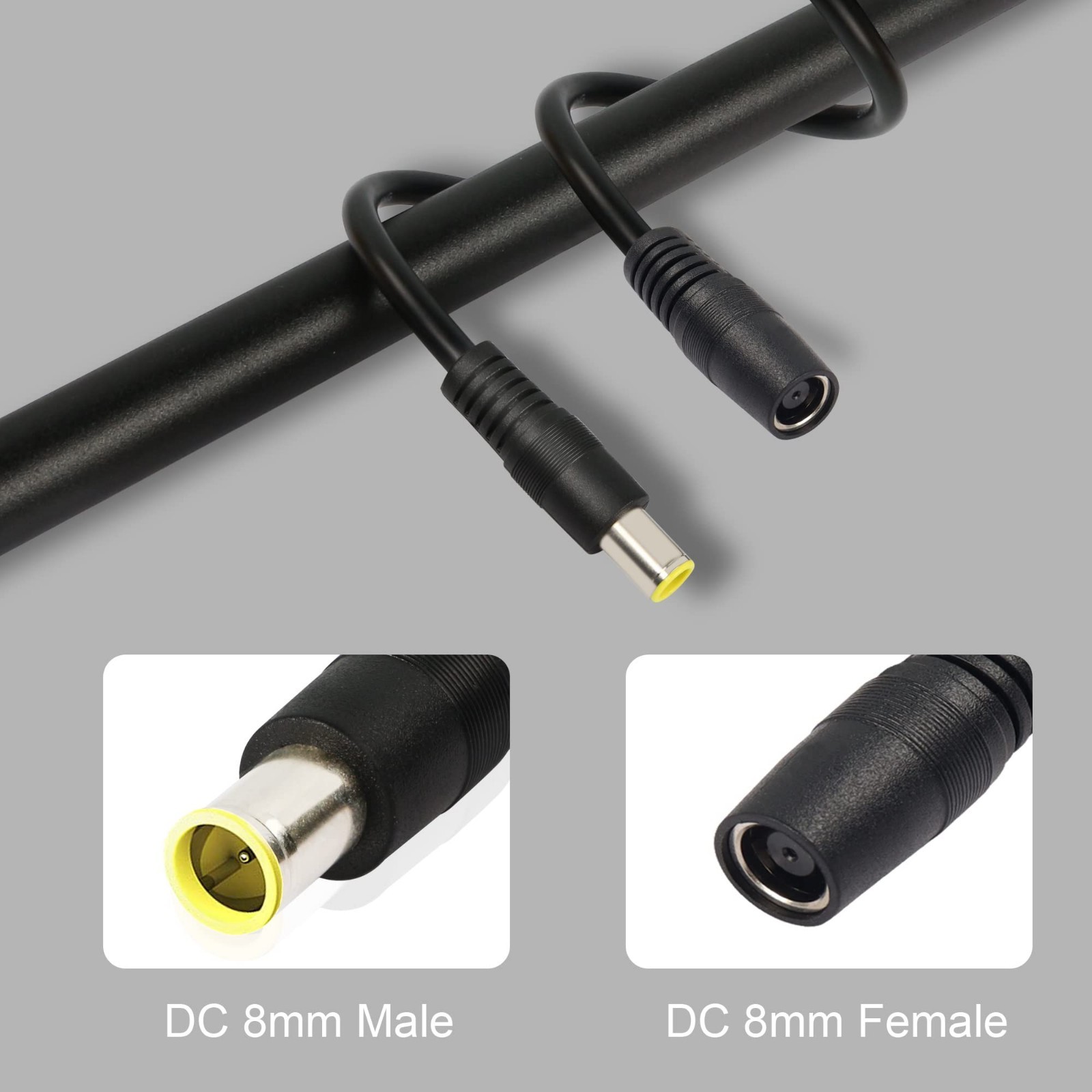 10Ft DC 8mm Extension Cable, Male to Female Power Cord, 14AWG for Solar Generato