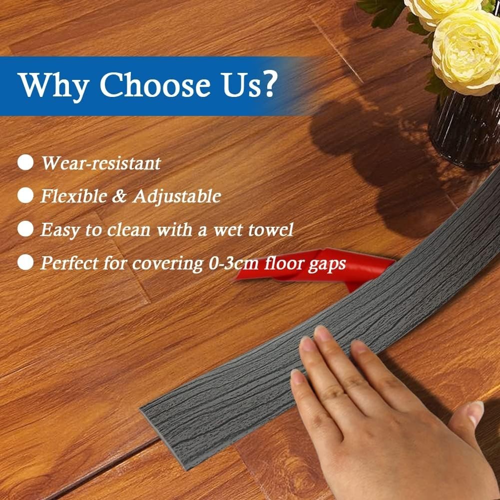 Decorative Dark Gray Floor Transition Strip: Self-Adhesive & Customizable 3.3ft