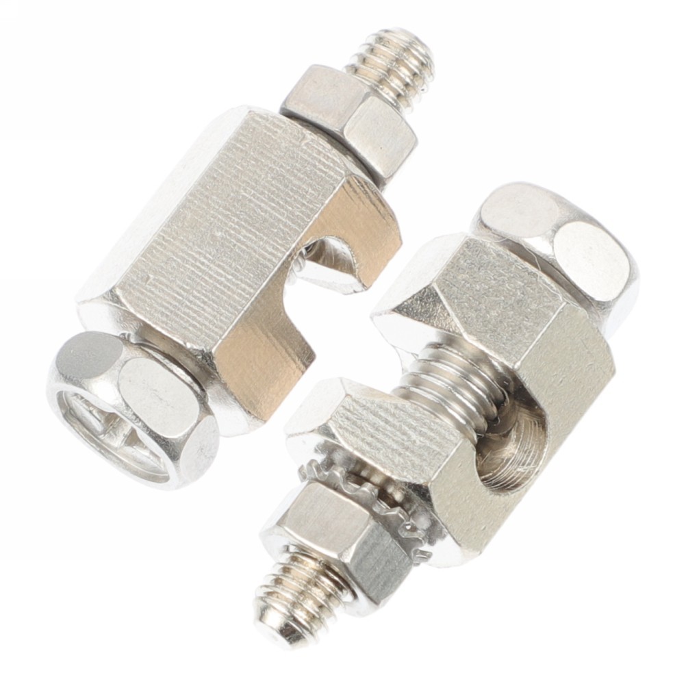2Pcs Silver Solar Grounding Clip Cable Clamps Reusable Tin Plated Copper