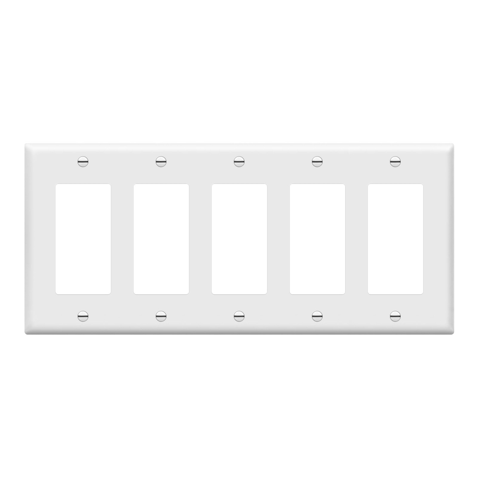 Glossy Decorator Outlet Cover, 5 Gang Wall Plate, White
