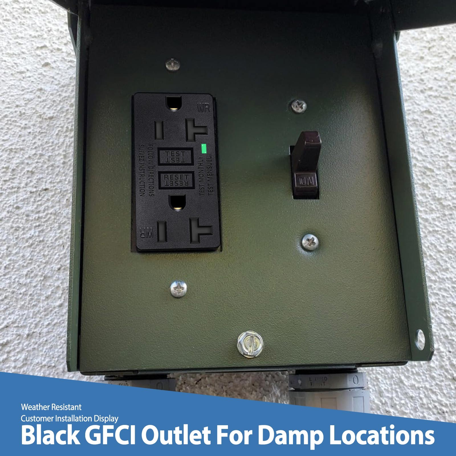 2PACK GFCI Outlet Black 15amp Weather Resistant Tamper Resistant GFCI Receptacle