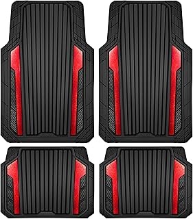 CAR PASS Heavy Duty Rubber Car Mats Metallic, Aluminum Film All Weather Floor Ma