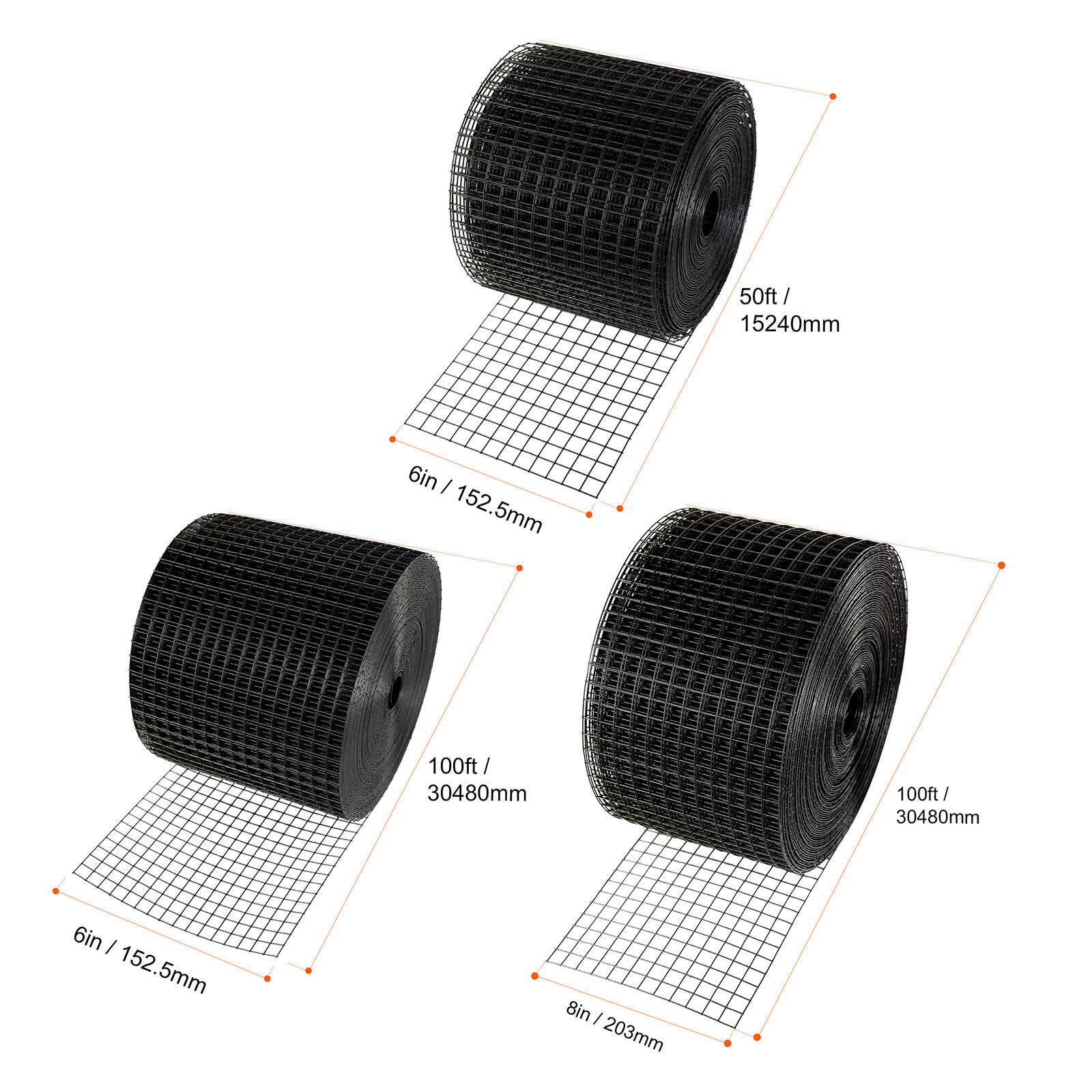 VEVOR 8/6in x 100/50ft Solar Panel Guard Critter Guard Roll Kit 50pcs Tire Wires