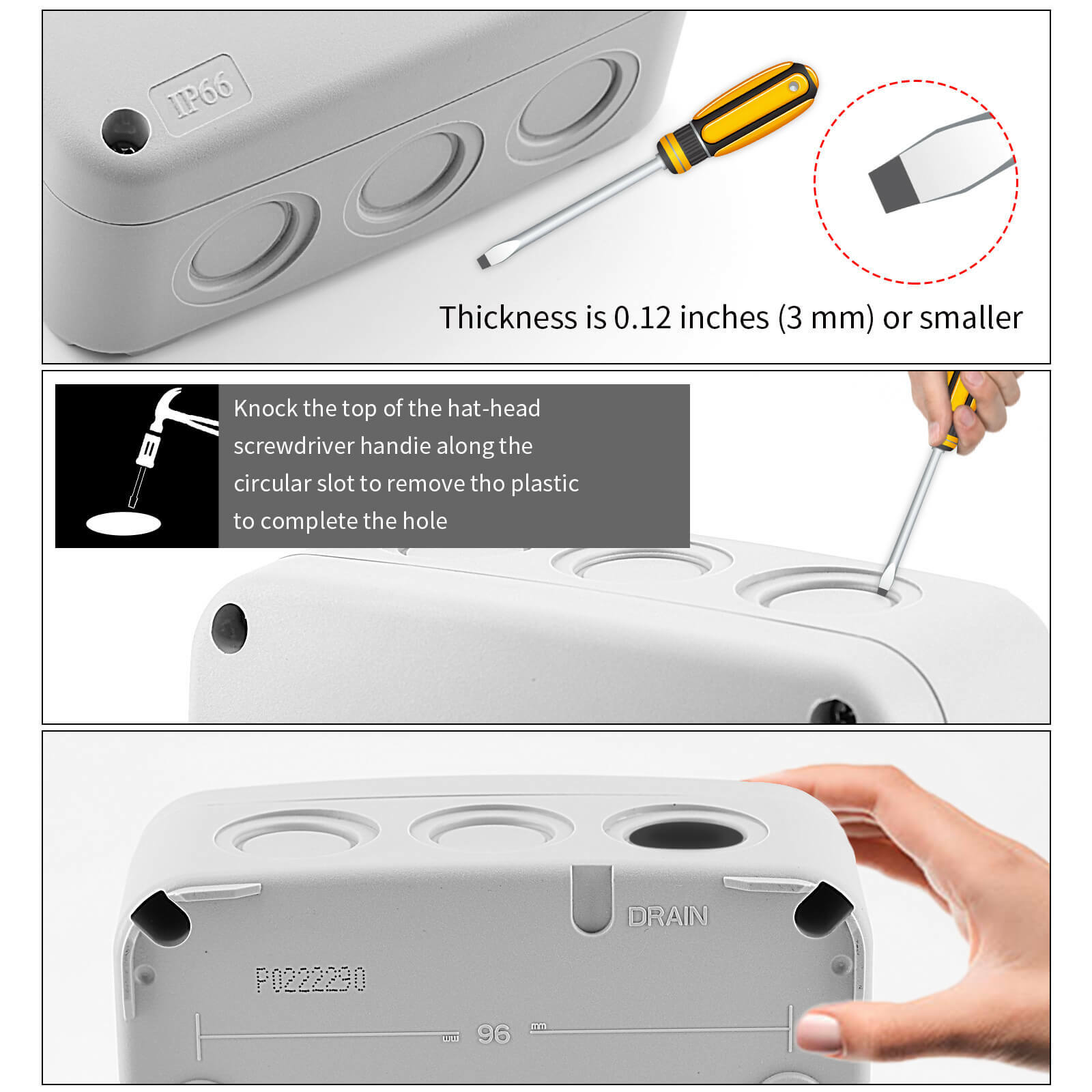 Universal Junction Box ABS Plastic Waterproof Electrical Project Enclosure White