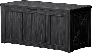 Devoko 120 Gallon Deck Box Resin Outdoor Storage Box Waterproof for Patio, Large