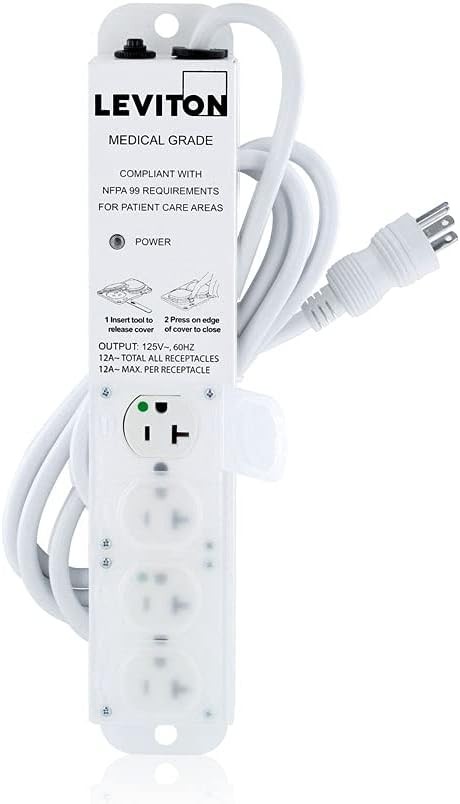 Leviton 5304M-2N7 4-Outlets 7′ Cord, Surge Protective Power Strip 20-Amp 125v