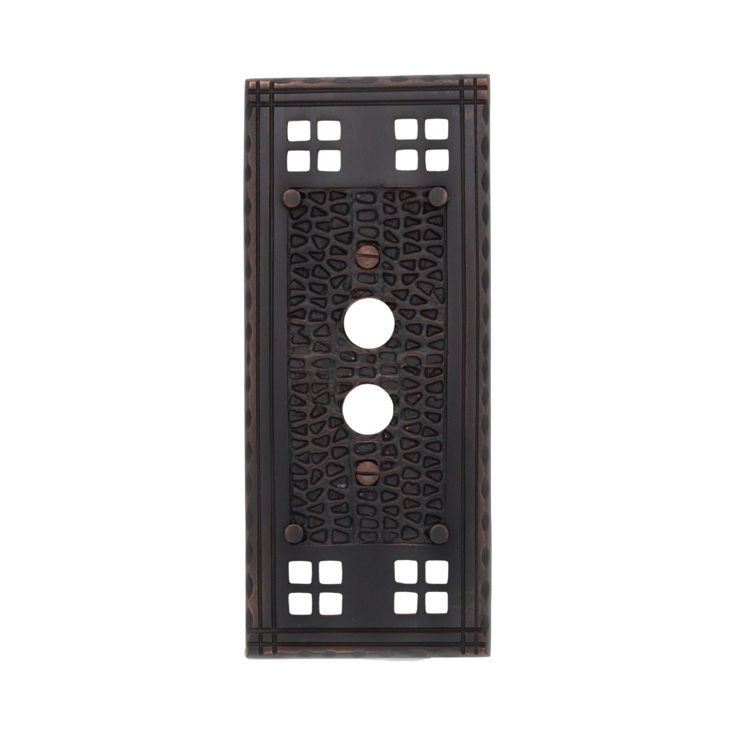 Arts and Crafts Single Push Button Switch Plate Oil Rubbed Bronze in Solid Brass