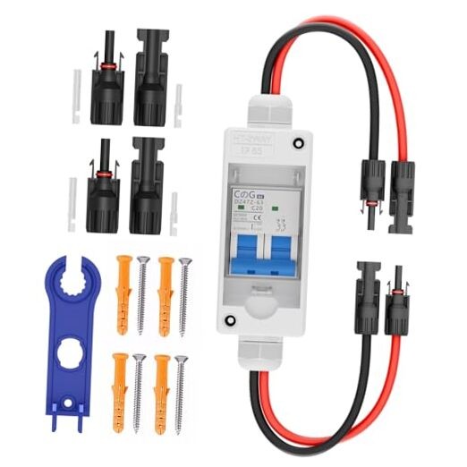 Solar Panel Disconnect Switch, 20 Amp DC 500V Breaker Box PV DC500V 20A