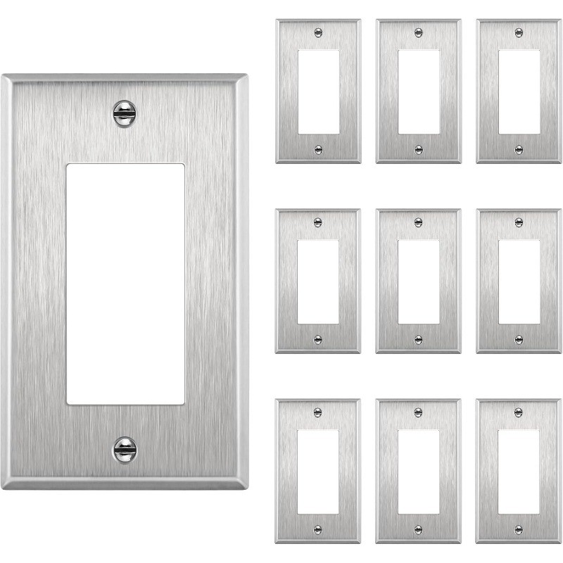 Decorator Switch/Outlet Metal Wall Plate Stainless Steel 201 Corrosion Resistant