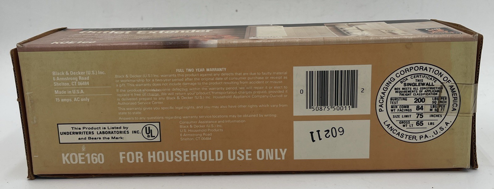 Black & Decker Outlet Extender KOE160 New
