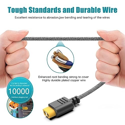 Solar Connector to XT60 Extension Cable 11Ft Power Solar Adapter for Anker