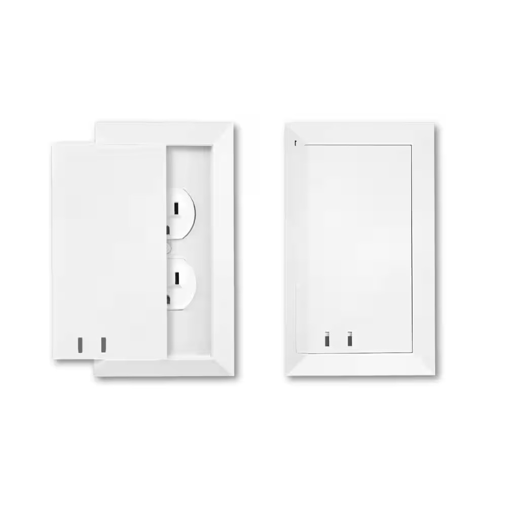 (2-Pack) Child-Resistant Outlet Cover 1-Gang Standard White 1-Duplex Outlet Styl