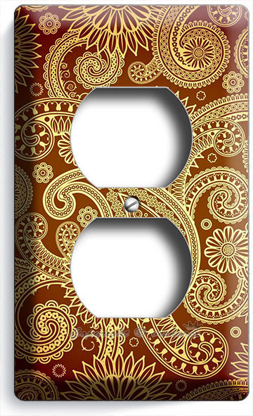 DAMASK PAISLEY PATTERN DUPLEX OUTLET WALL PLATE COVER LIVING ROOM BEDROOM DECOR