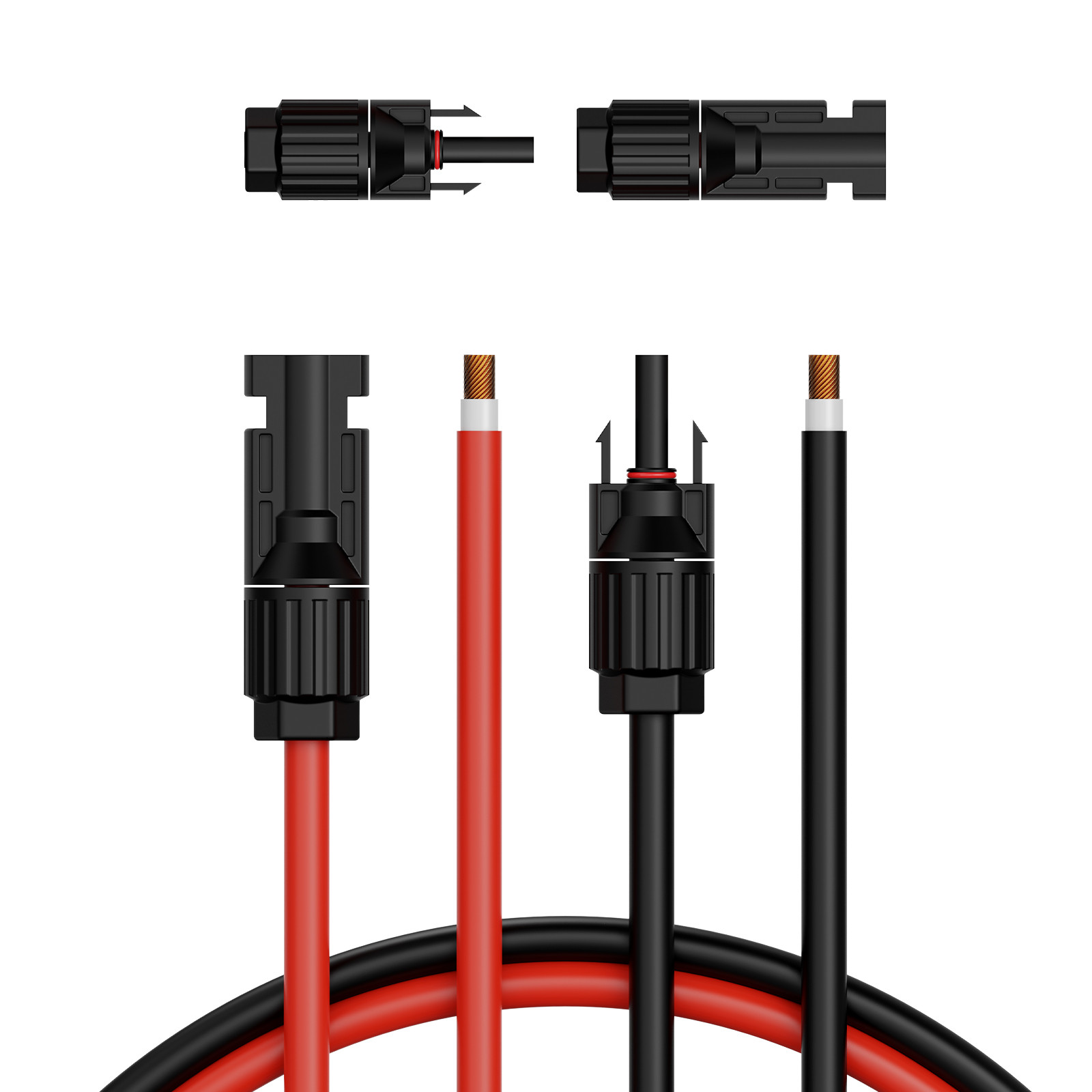 50FT Solar Panel Extension Wire with Female & Male Connectors 10AWG 1 Pair