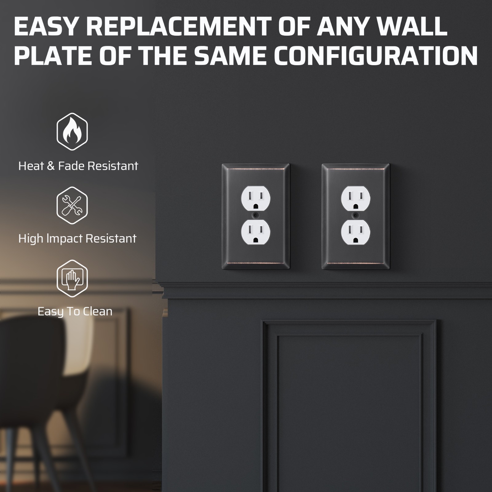 DEWENWILS Duplex Outlet Wall Plate, Metal Wall Plates for Electric Outlet,4-Pack