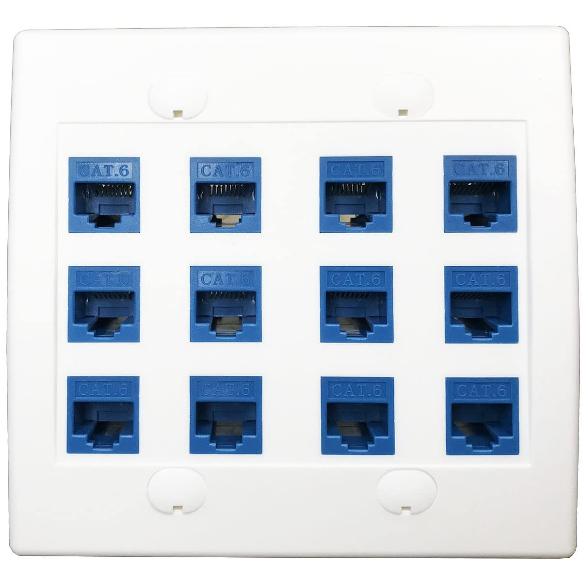 DIYTECH 12 Port Ethernet Wall Plate, Cat 6, Wall Outlet, RJ45 Female to Femal…