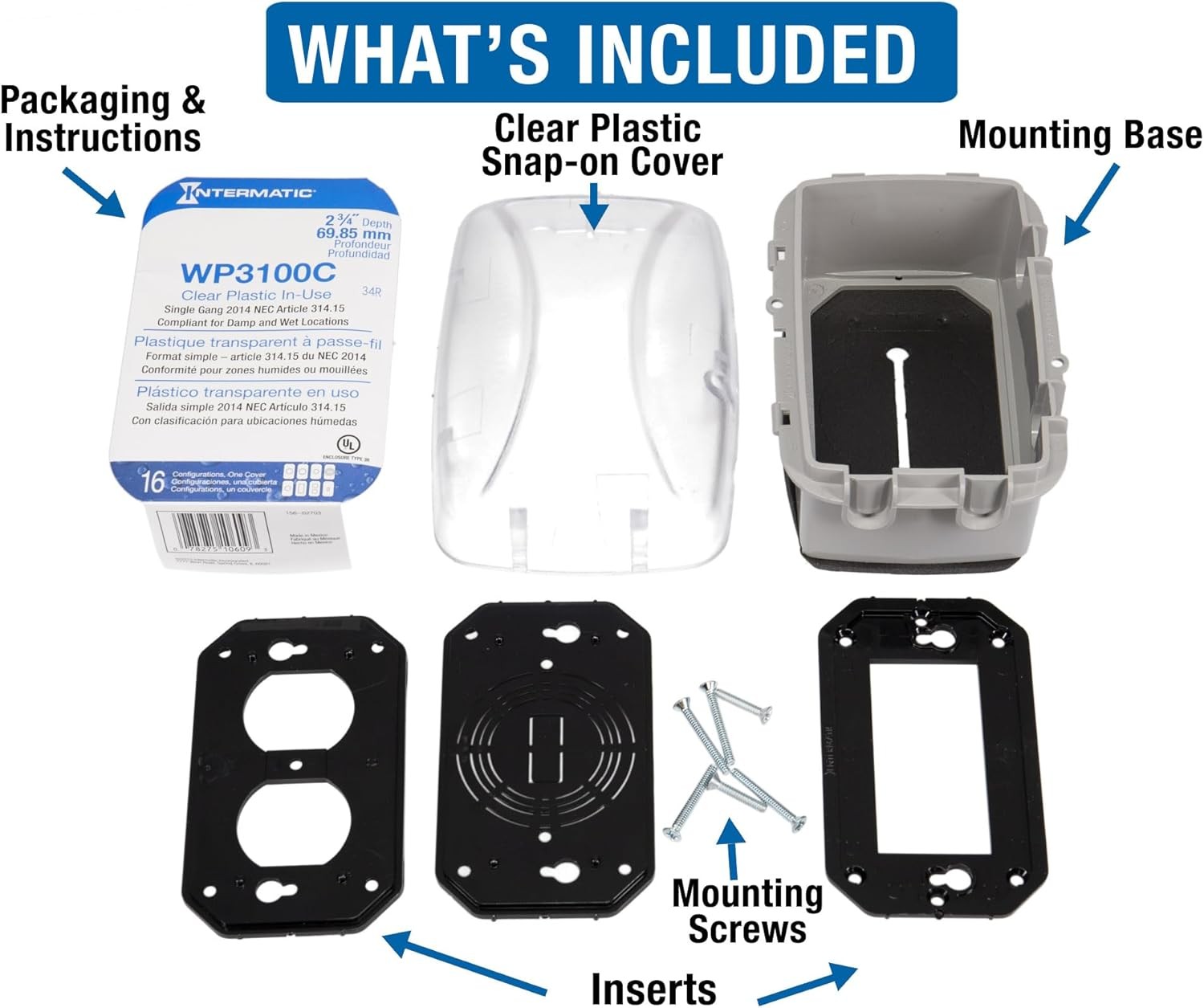 Intermatic WP3100C Weatherproof Electrical Outlet Cover – Standard Duty, grey