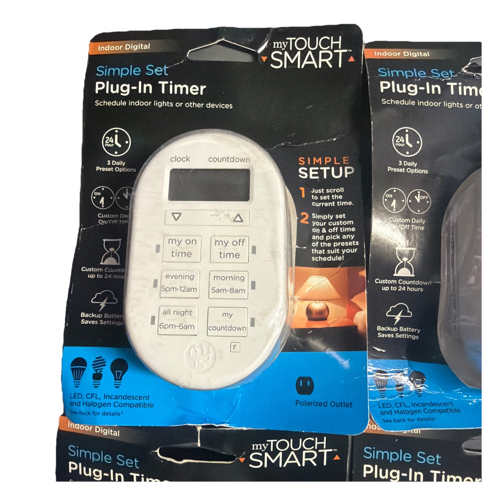 Lot of 4 My Touch Smart Simple Set Plug-In Timer Indoor Digital 26892