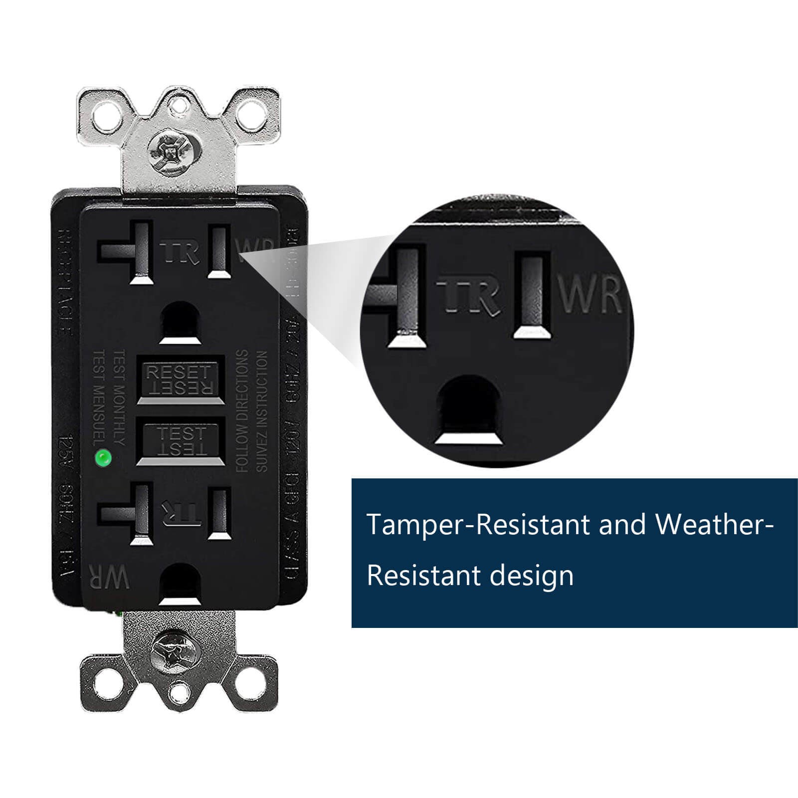 GREENCYCLE 4PK GFCI 20Amp Black Outlet Outdoor Weather Resistant, ETL Certified