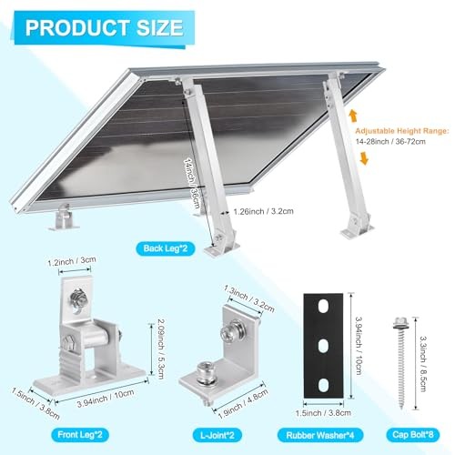 Set of 1 Adjustable Solar Panel Tilt Brackets—Aluminum Alloy Mounting