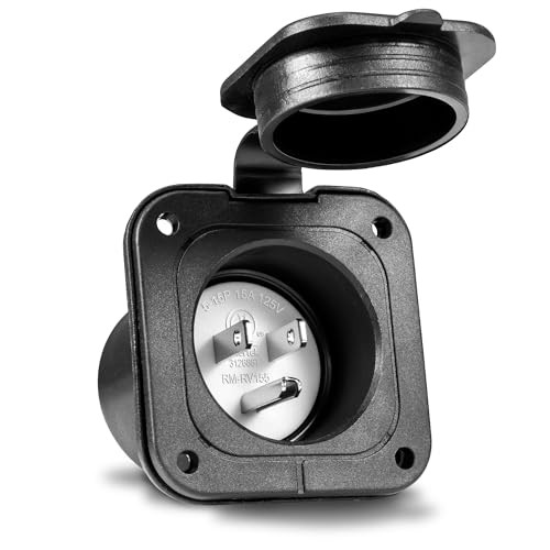 True Mods 15A Flanged Inlet Shore Power Supply Receptacle Plug for Inlet Only